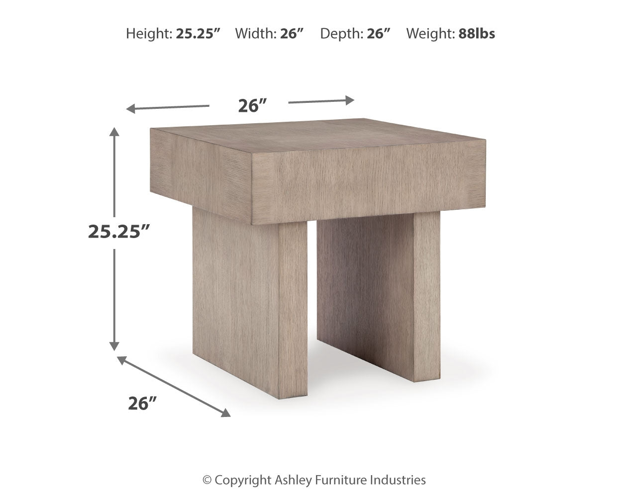 Jorlaina Light Grayish Brown Coffee Table with 2 End Tables - front view