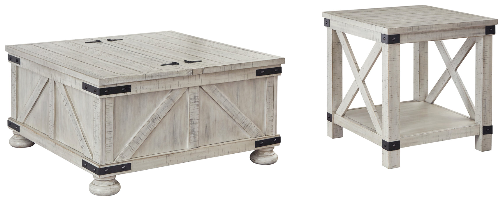 Carynhurst whitewash end table, angled view