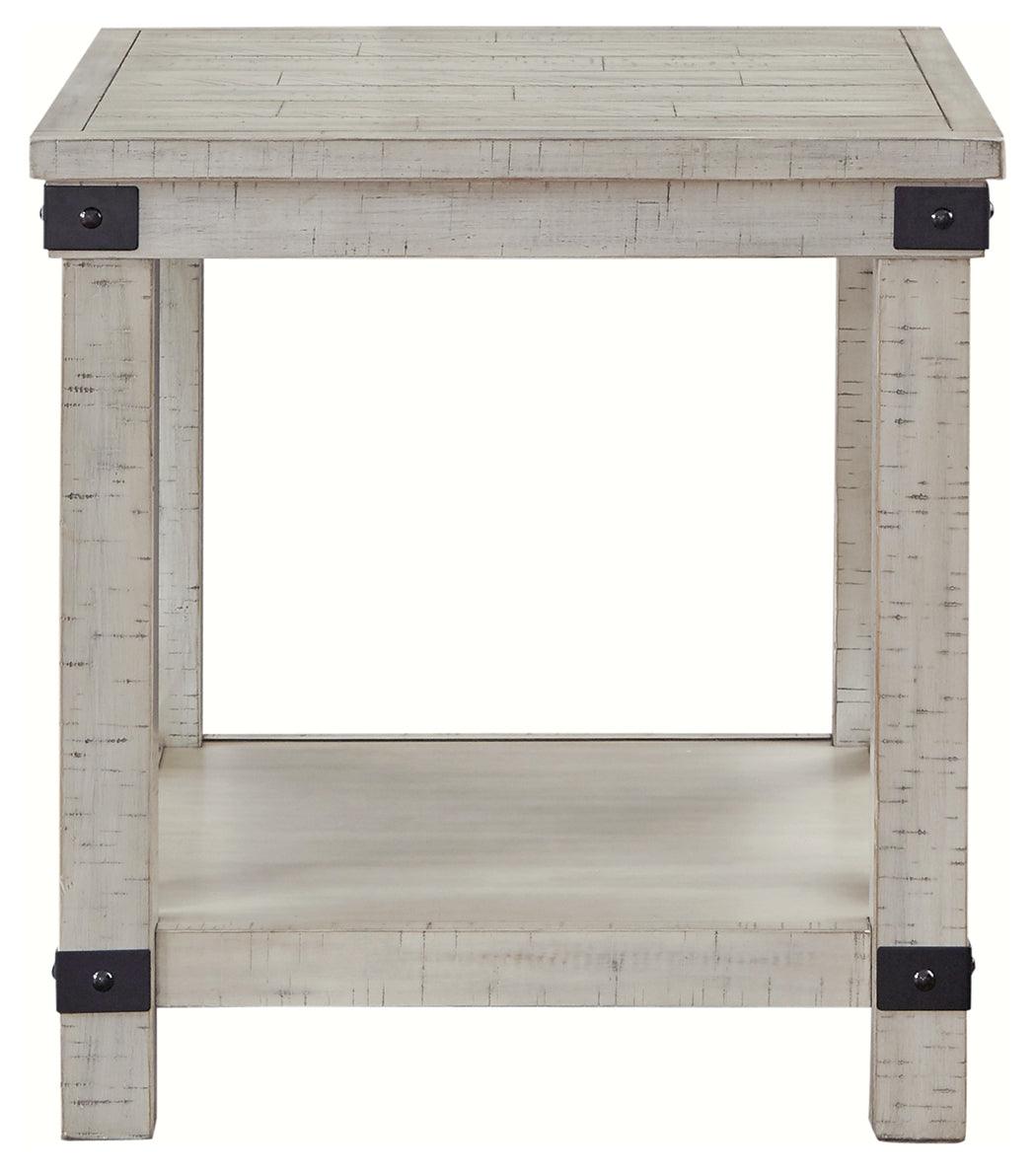 Carynhurst whitewash end table head-on front view