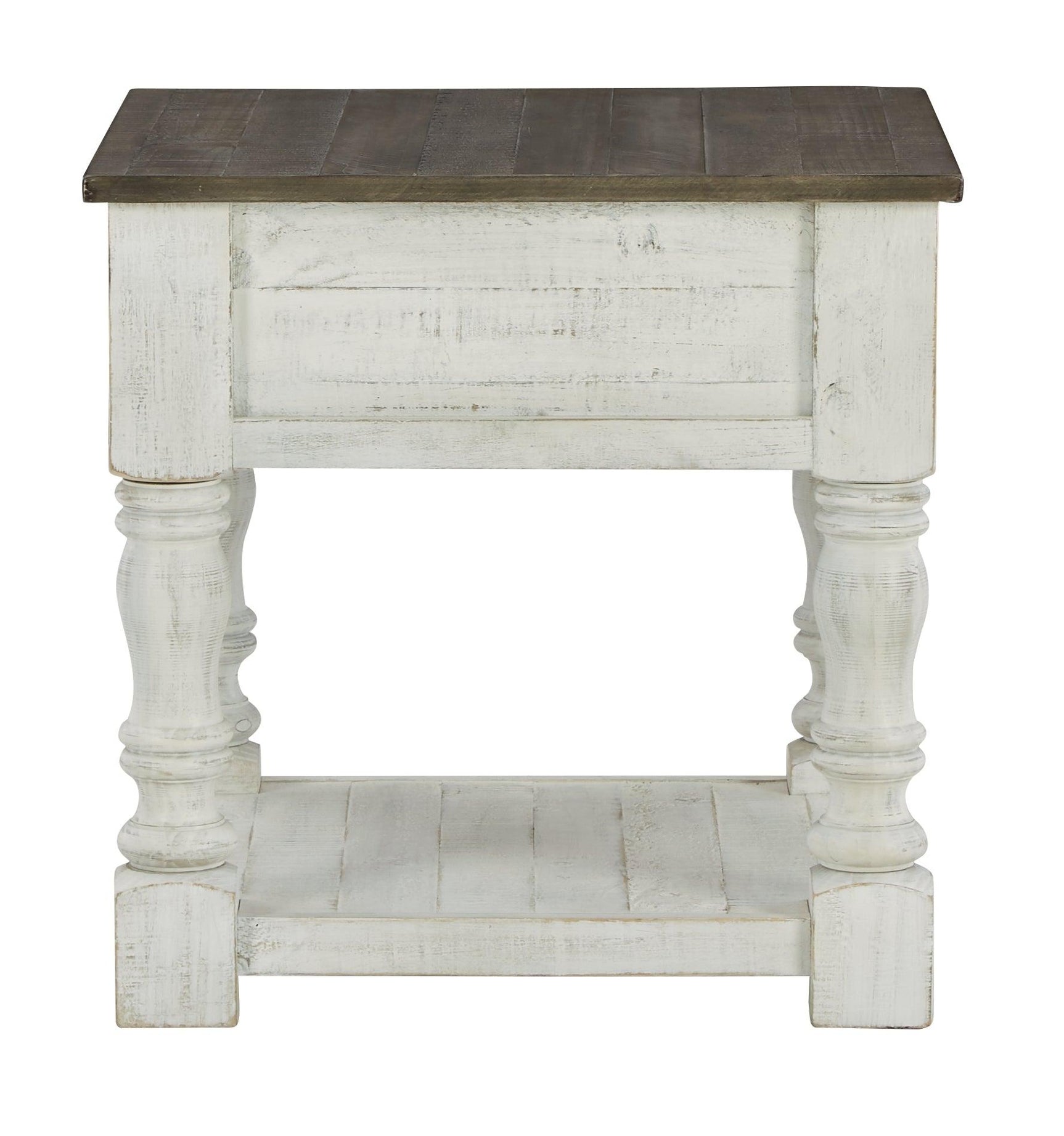 Havalance end table side view showing leg design