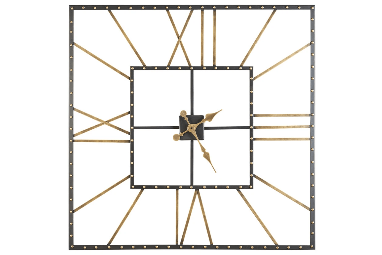 Thames black and gold finish wall clock close-up detail