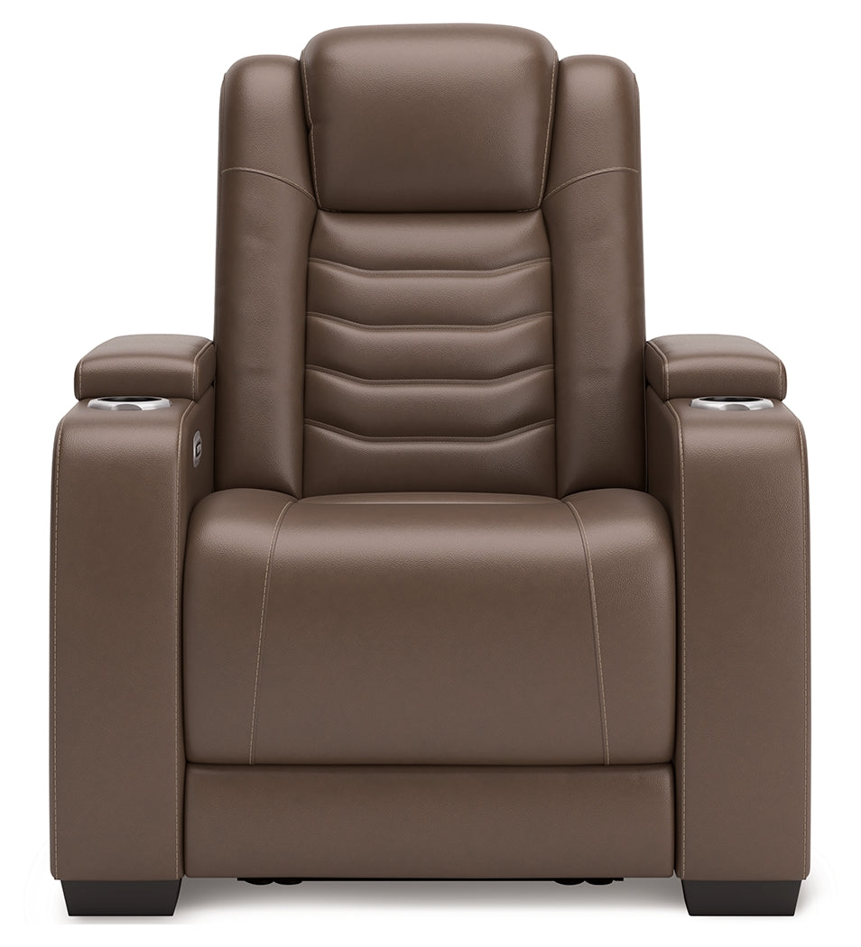 main view of High Impact Tobacco Leather Power Recliner recliner