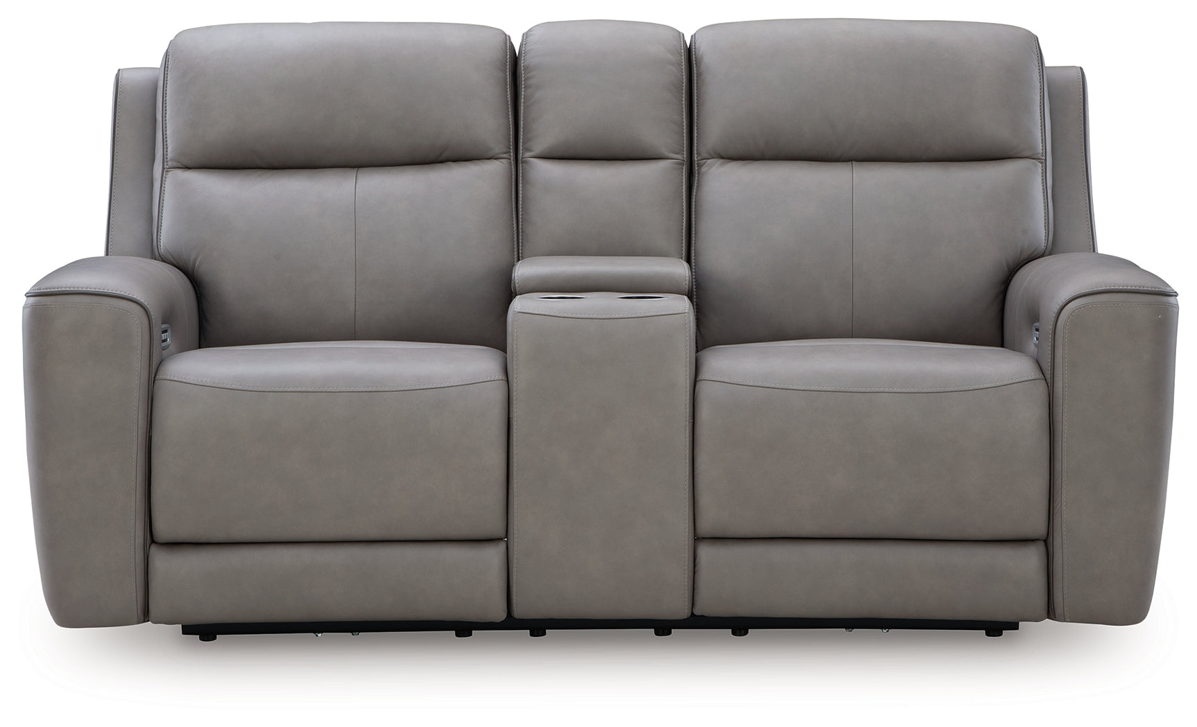 Front view showing adjustable headrests on loveseat