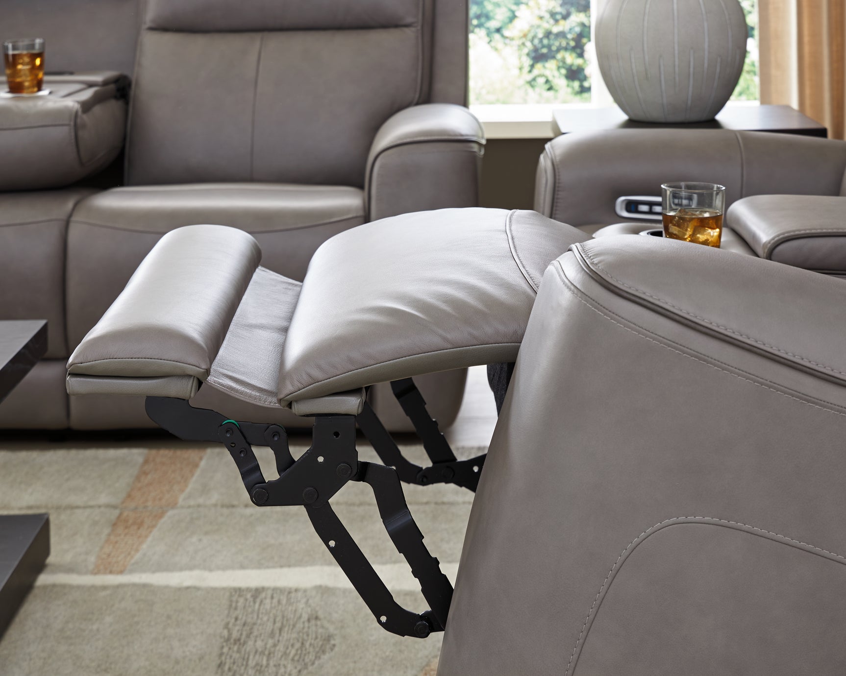 Extended footrest of reclining sofa