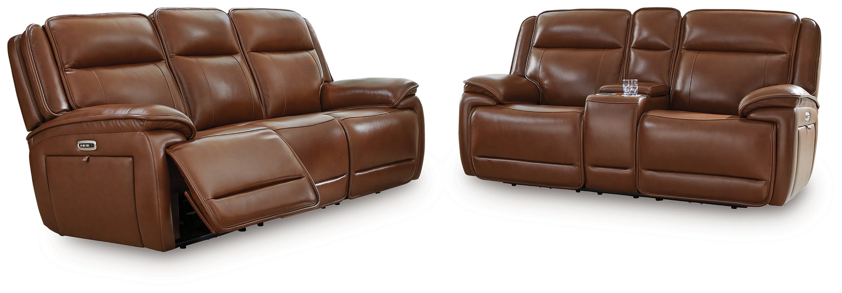 Side view showing power recliner and storage compartment