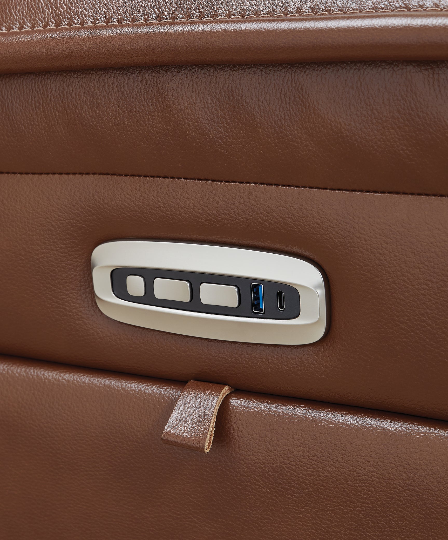 Healy Pier sofa USB charging port detail