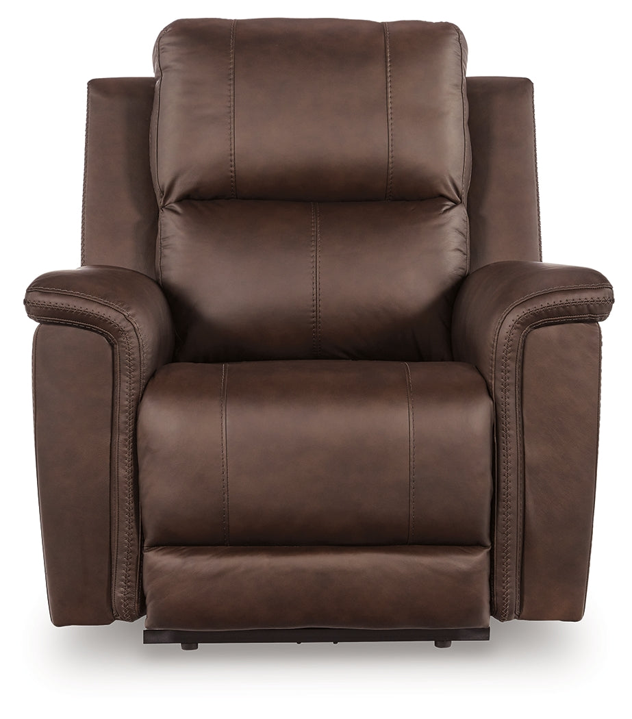 front view of Bleckley Espresso Leather Power Recliner
