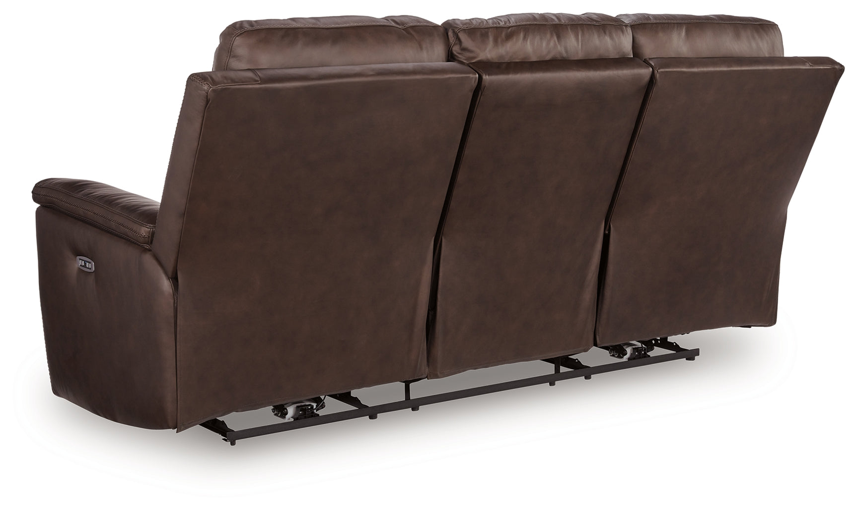 Bleckley Espresso leather reclining sofa head-on view