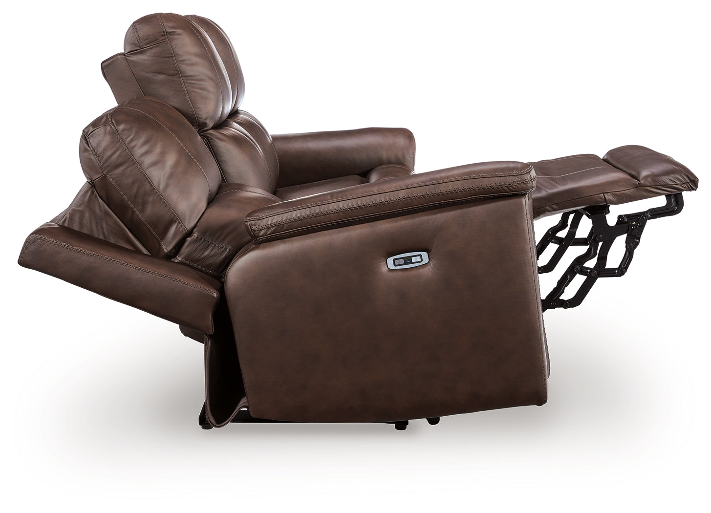 Bleckley Espresso leather reclining sofa back view