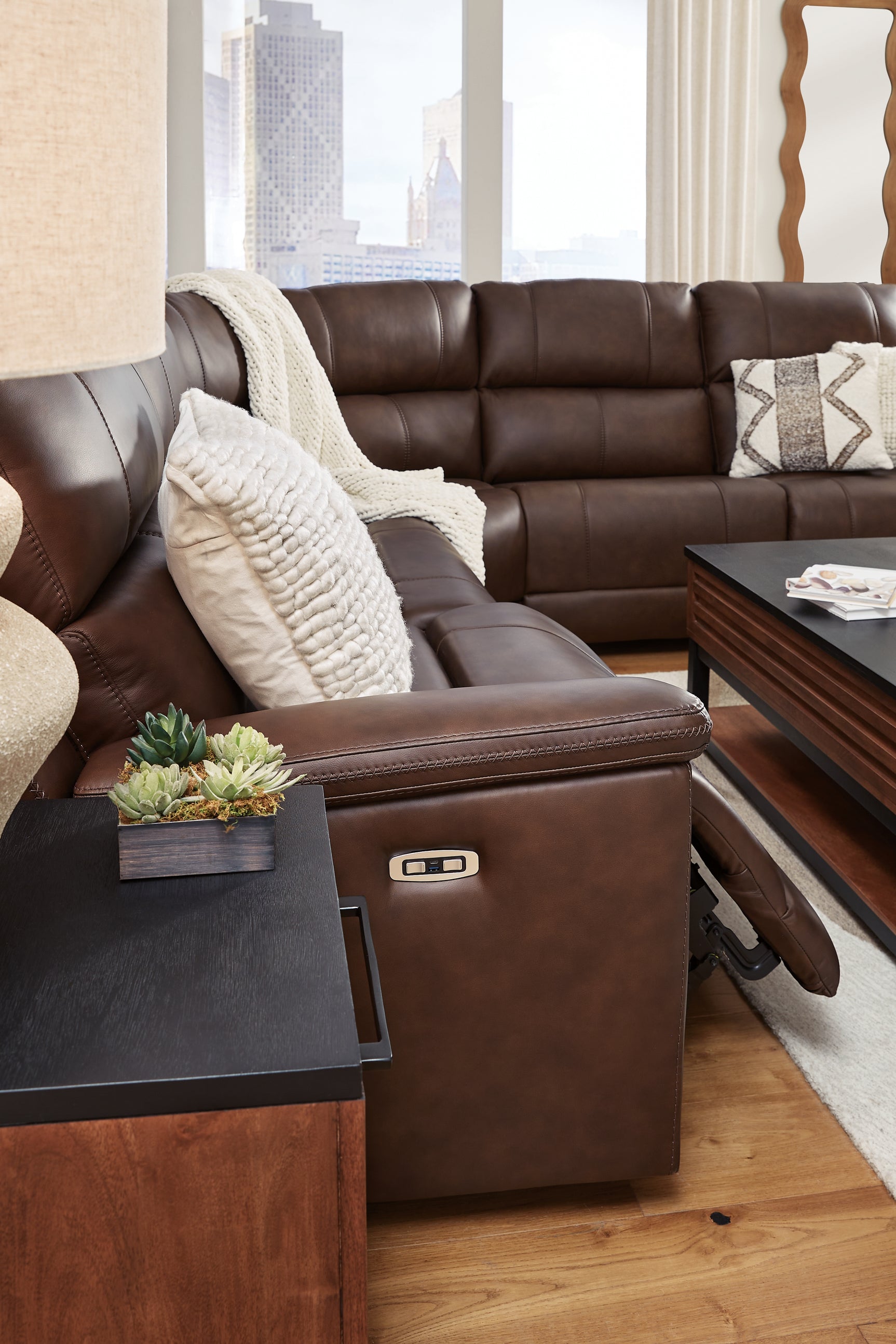 Side angle showing zero wall recliner design