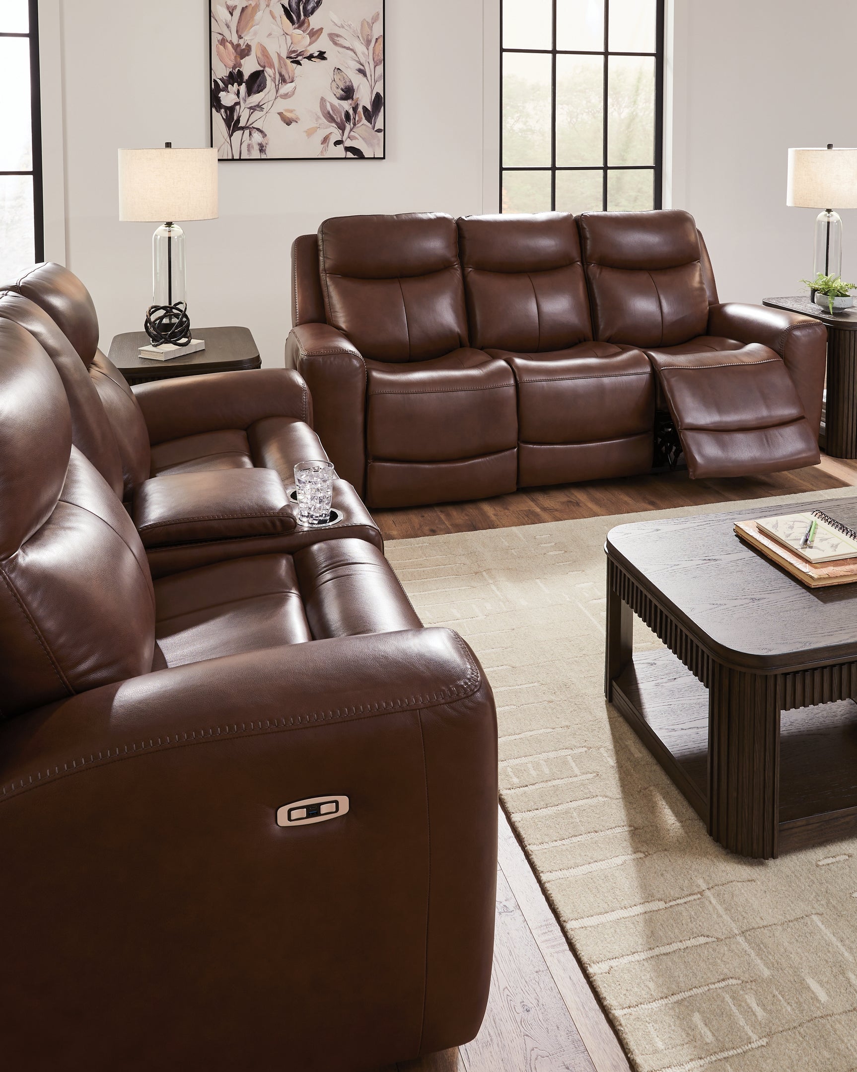 Mahogany leather upholstery texture detail