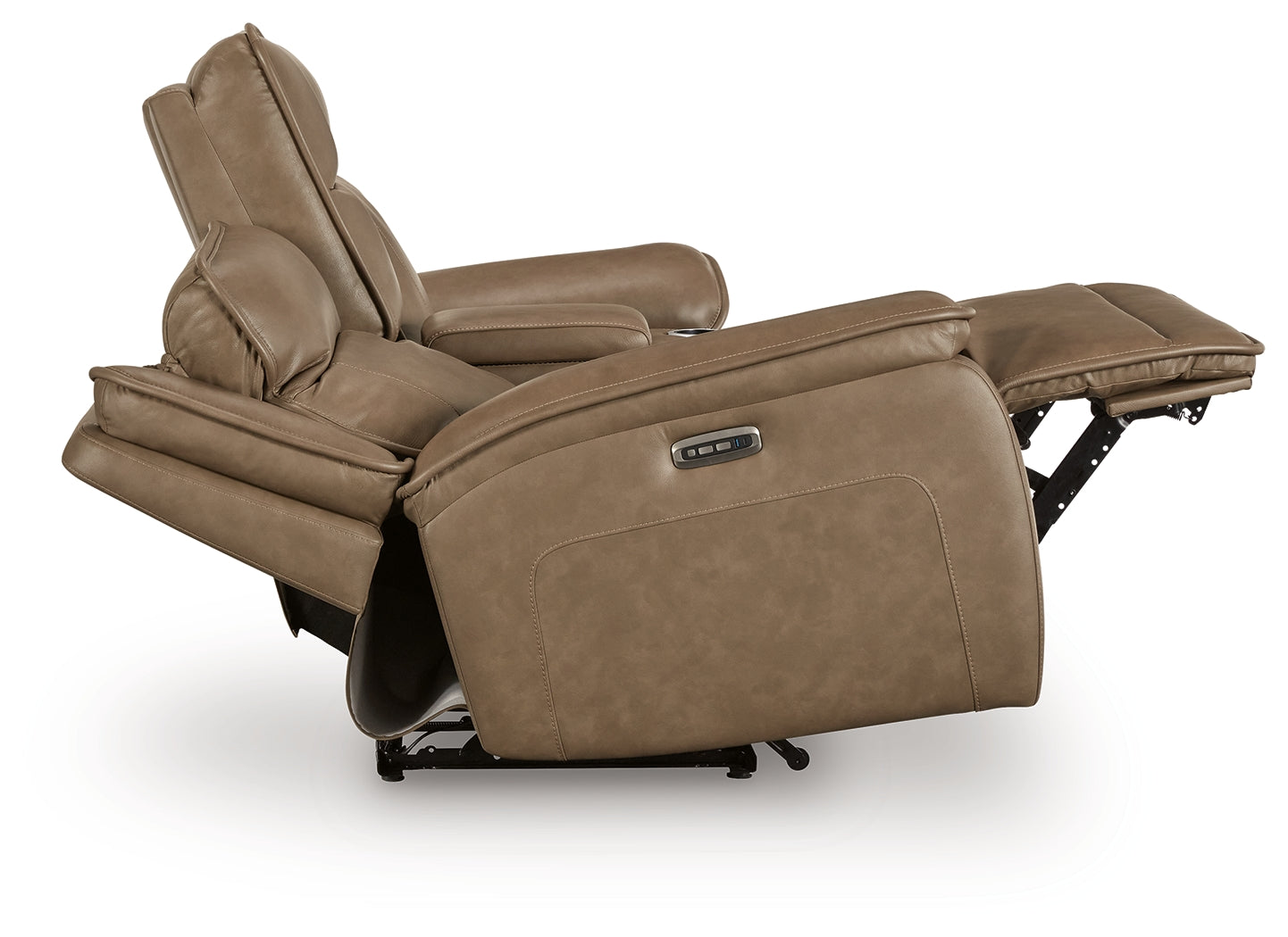Loveseat laying flat fully reclined side view
