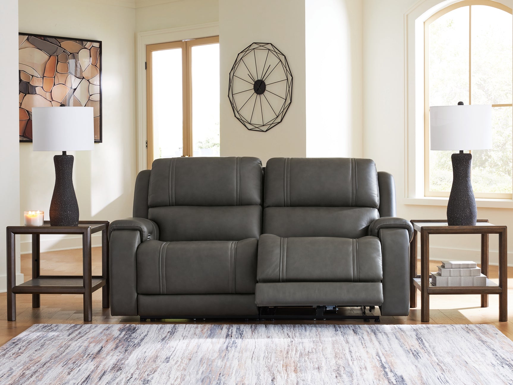 5Z Pittson sectional showing right-arm facing power recliner reclined