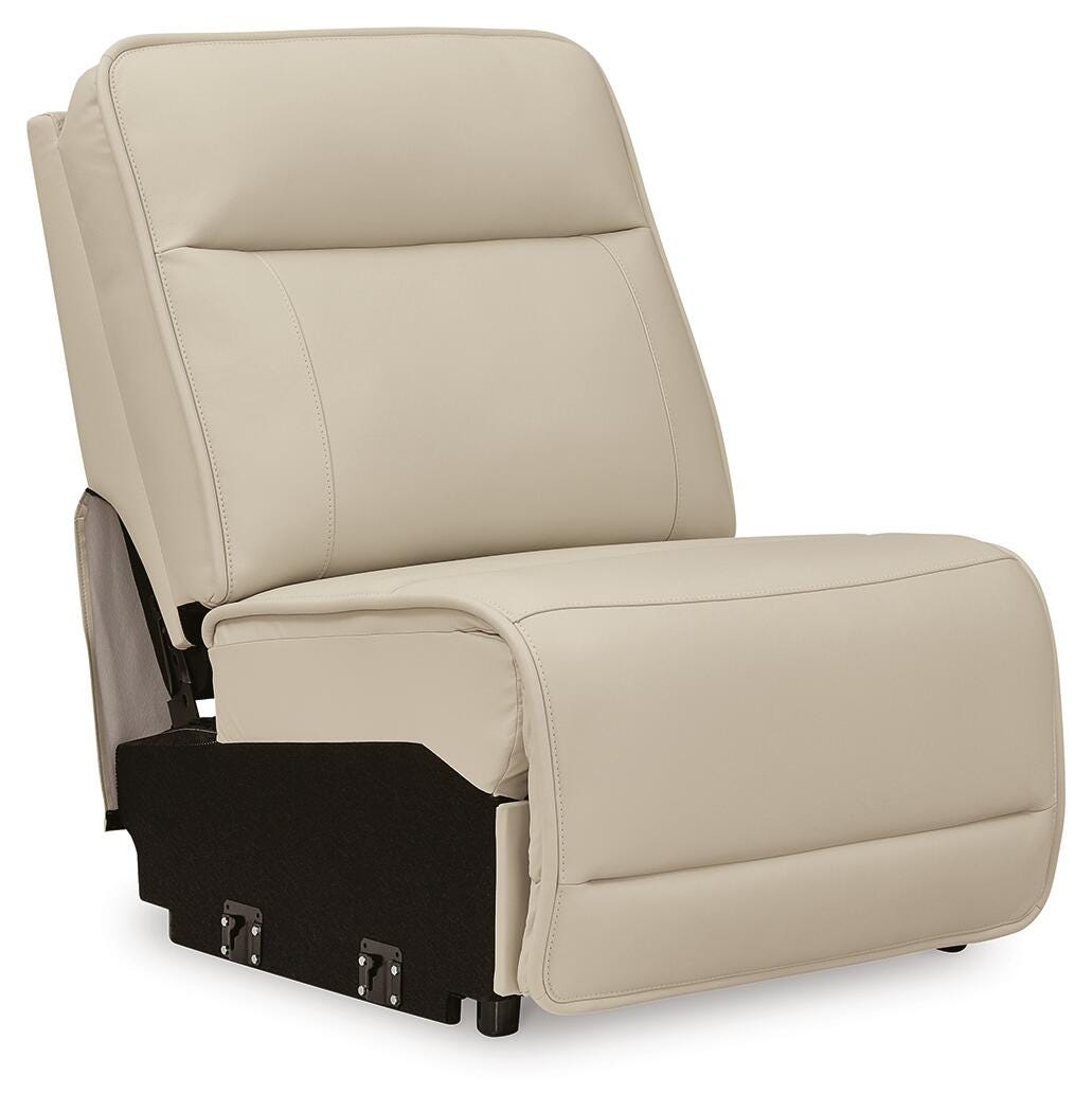 Double Deal Almond Leather 6-Piece Reclining Sectional - image 6