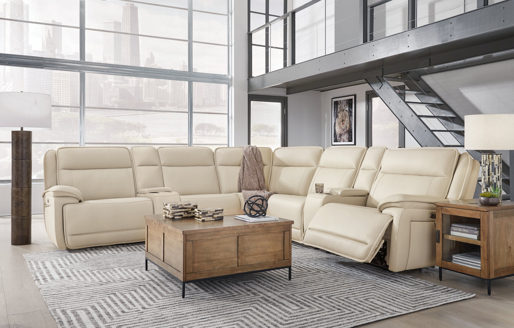 Sectional wedge and armless chair detail