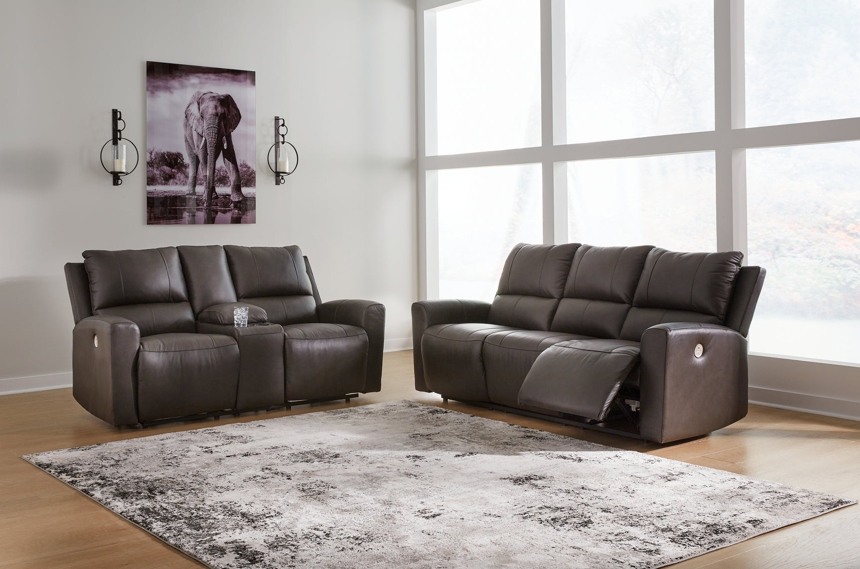 Close-up of Boxmere Storm sofa reclining feature