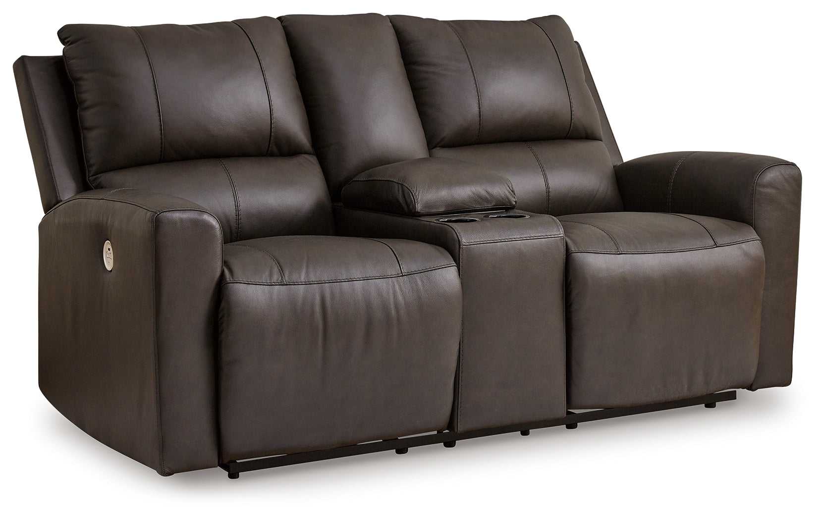 Boxmere loveseat side view showing reclining position