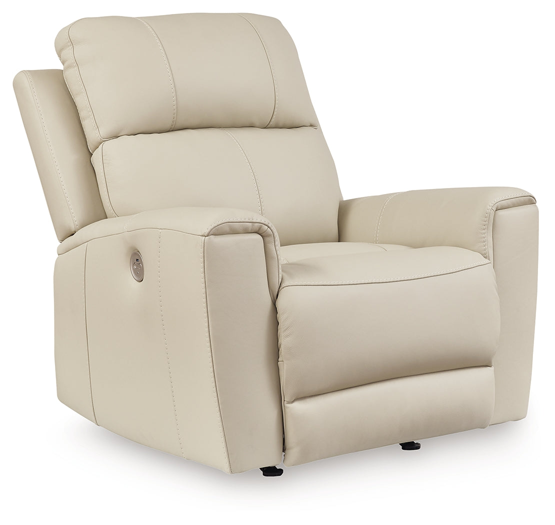 Dahlmoore Almond Leather Power Recliner side view