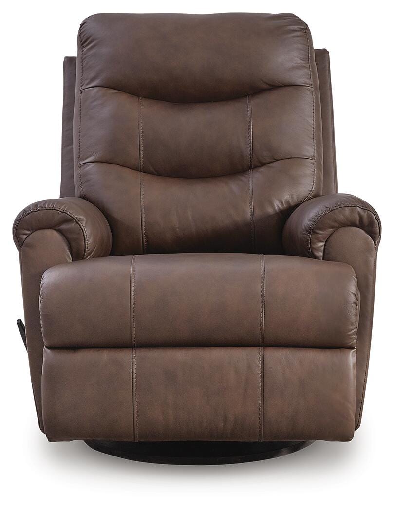 Flynwood Espresso Leather Swivel Glider Recliner view 4