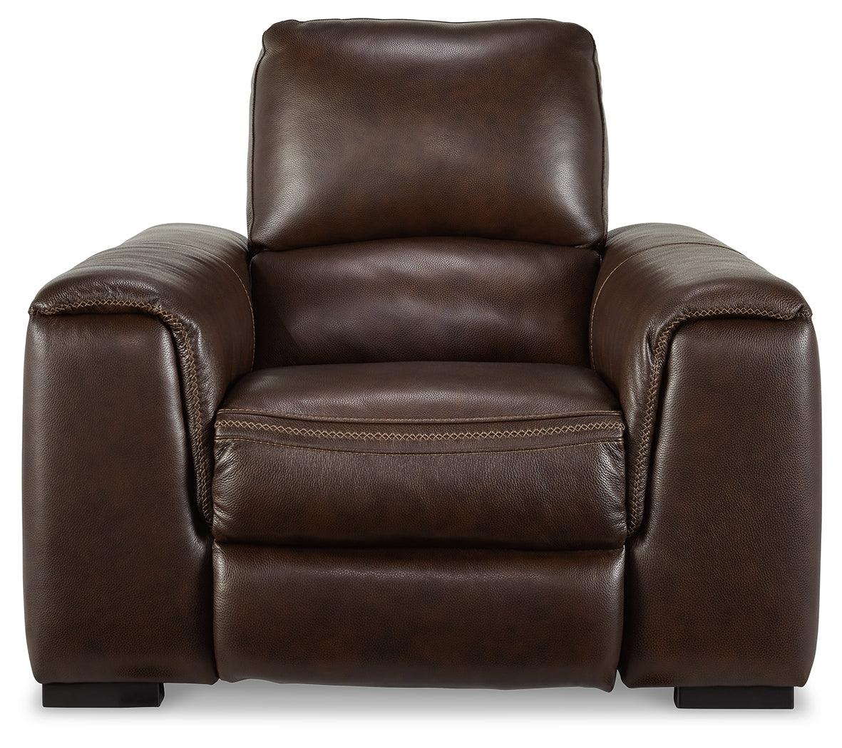 Head-on view of Alessandro Walnut Power Recliner