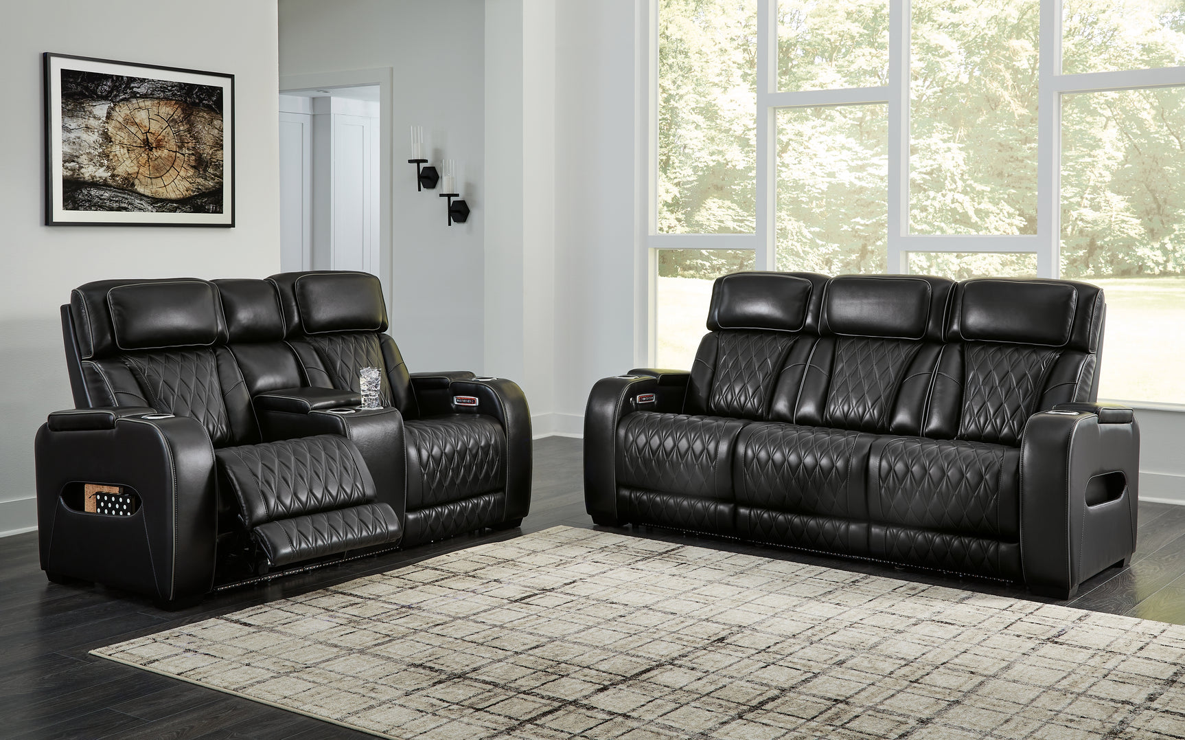 Boyington Black Power Reclining Sofa, Loveseat, and Recliner set