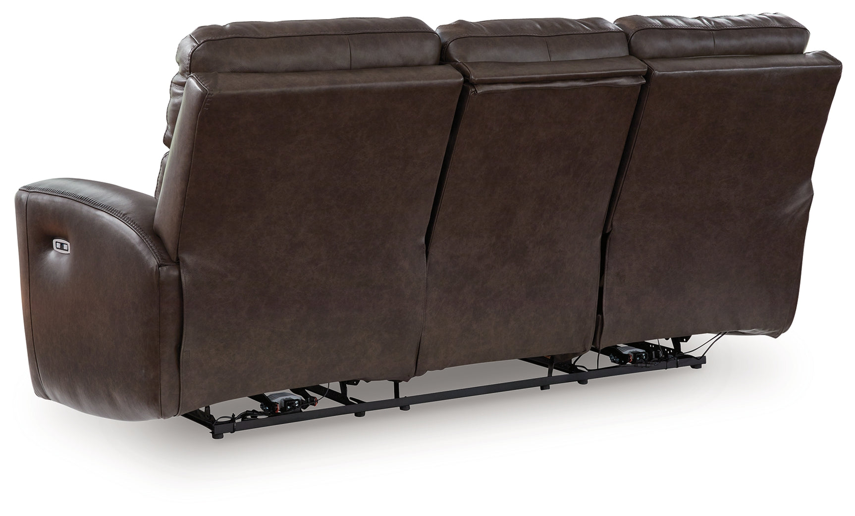 Crossplex Smoke leather power reclining sofa back view