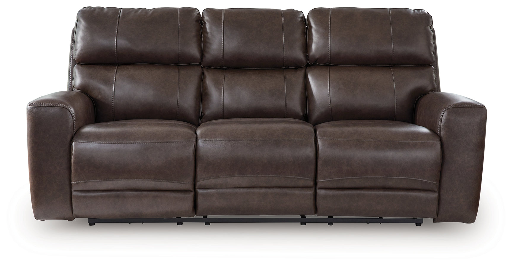Crossplex Smoke leather power reclining sofa head-on angle