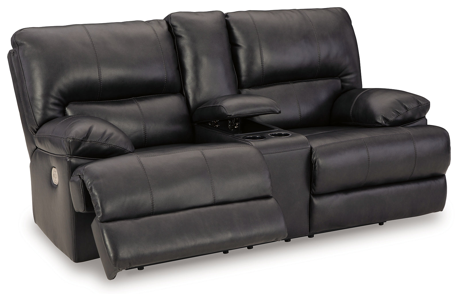 Mountainous Eclipse loveseat angled open with recliner extended