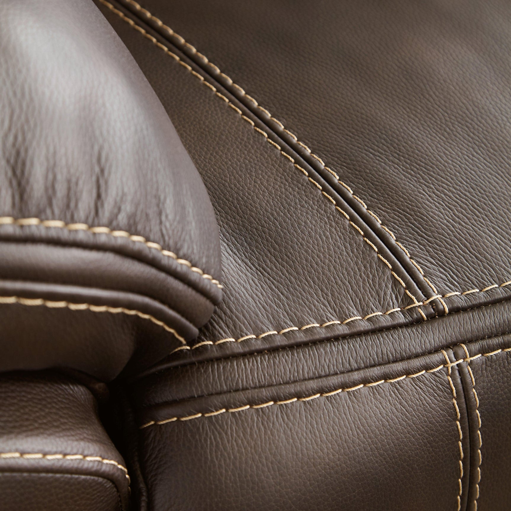 Pebble grain leather match upholstery close-up