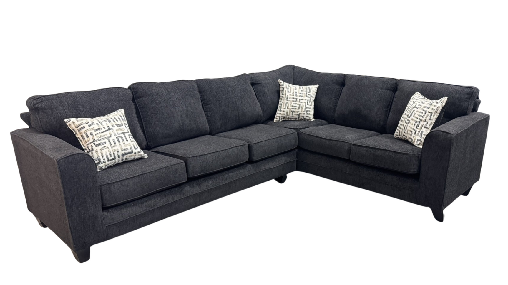 Side view of Thea Black Fabric sectional sofa