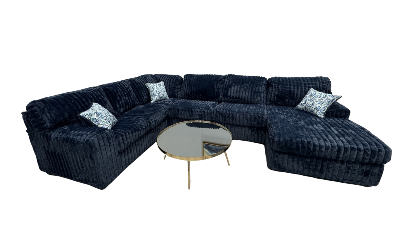 Side view of Austin Blue 3-piece sectional sofa