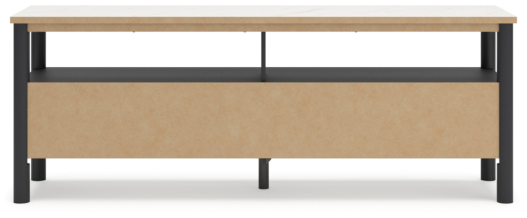 Side profile of Cadmori black and white TV stand
