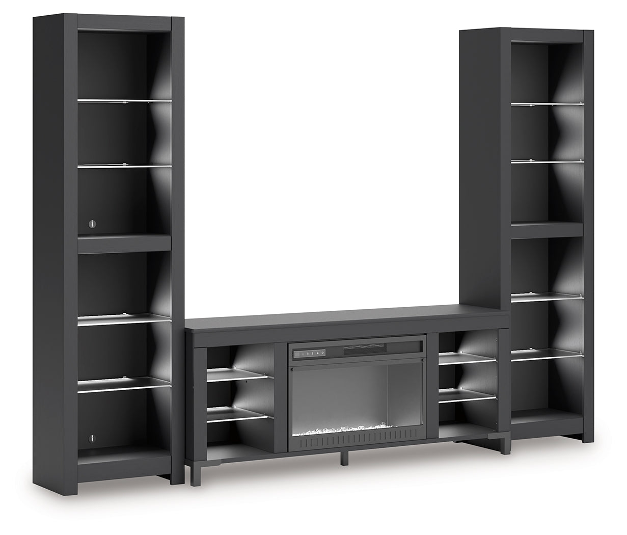 Matte black finish with subtle wood grain texture