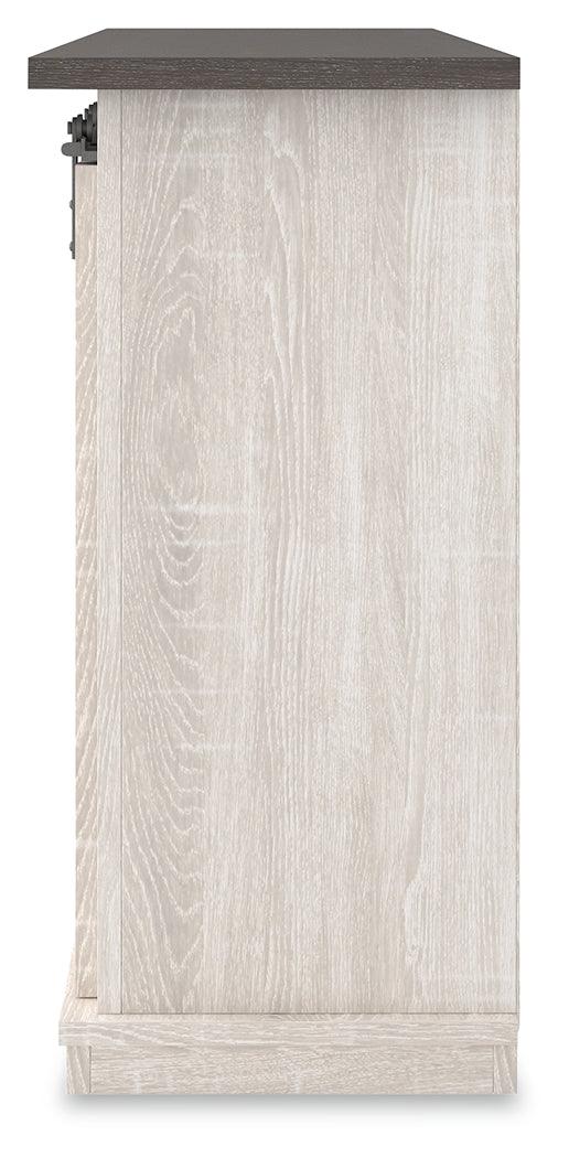 Dorrinson Two-Tone 54 Inch TV Stand hardware close-up