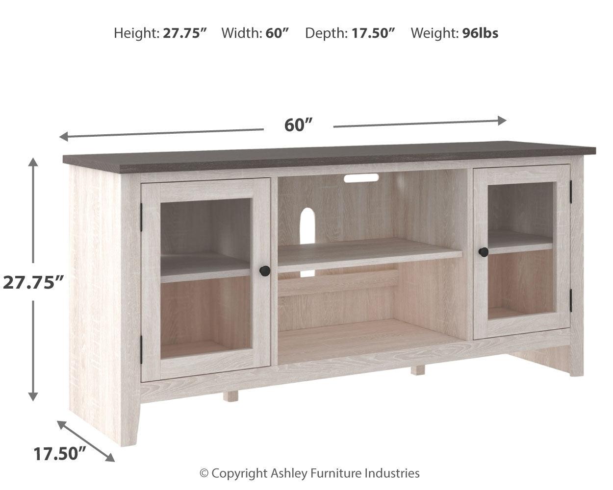 Dorrinson Two-tone 60-inch TV Stand dimension diagram