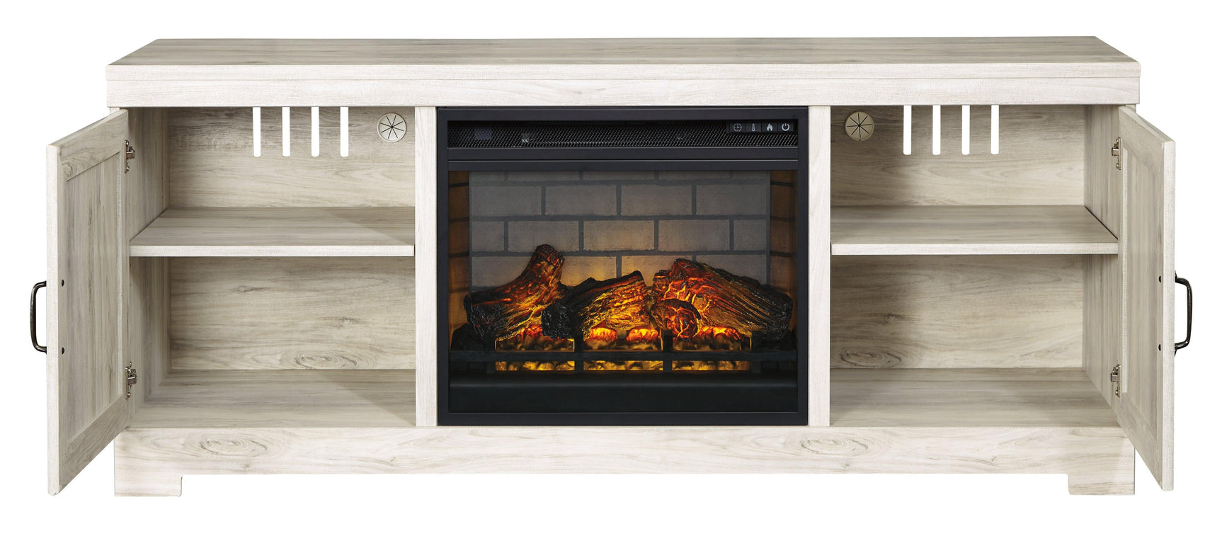 Bellaby Whitewash 63" Tv Stand With Electric Fireplace - Ella Furniture