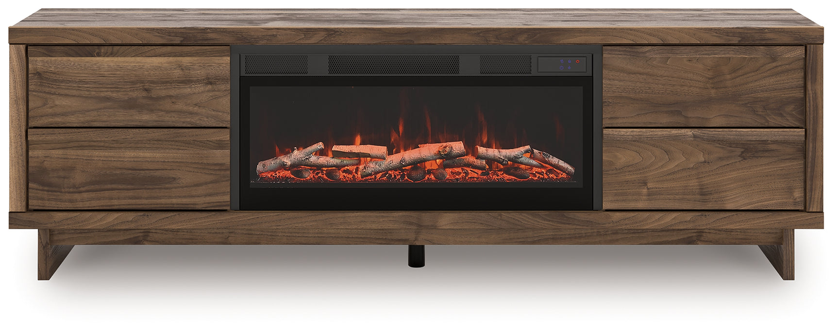 Zadilyn TV stand angled side view in warm brown finish