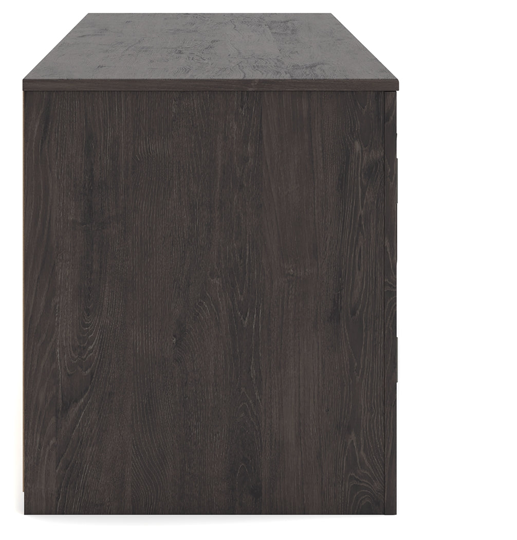 Side profile of Cayboni TV stand and fireplace