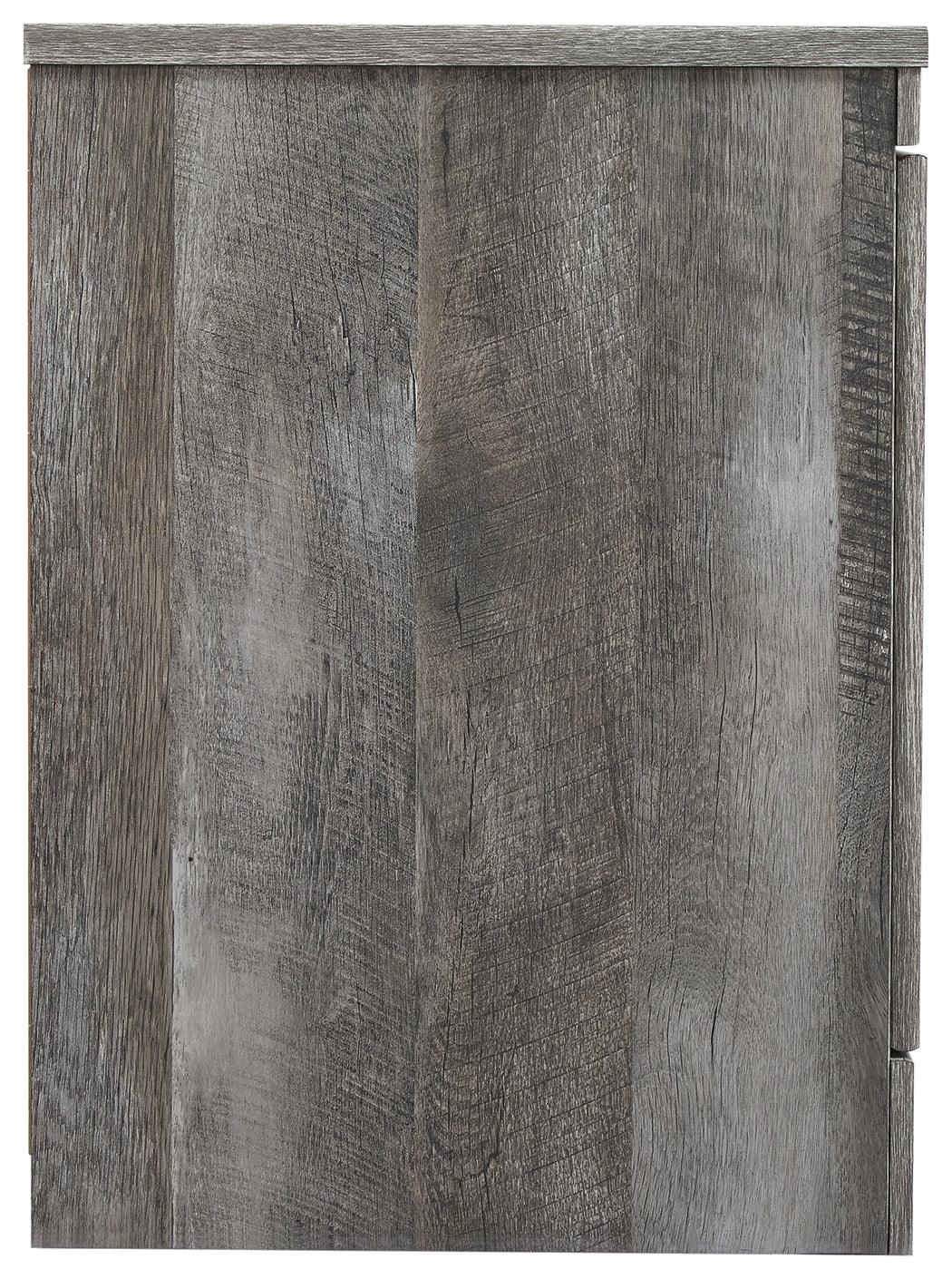 Wynnlow Gray 63 inch TV Stand side view showing thickness