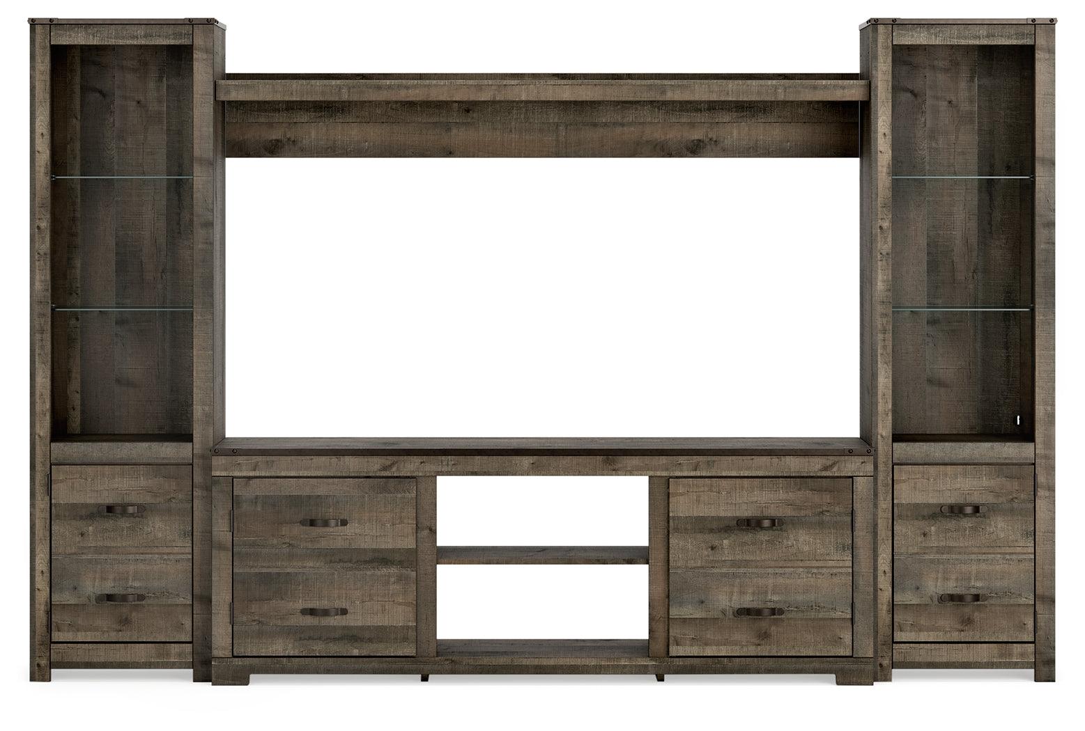 Trinell Brown 4-Piece Entertainment Center illuminated LED shelves