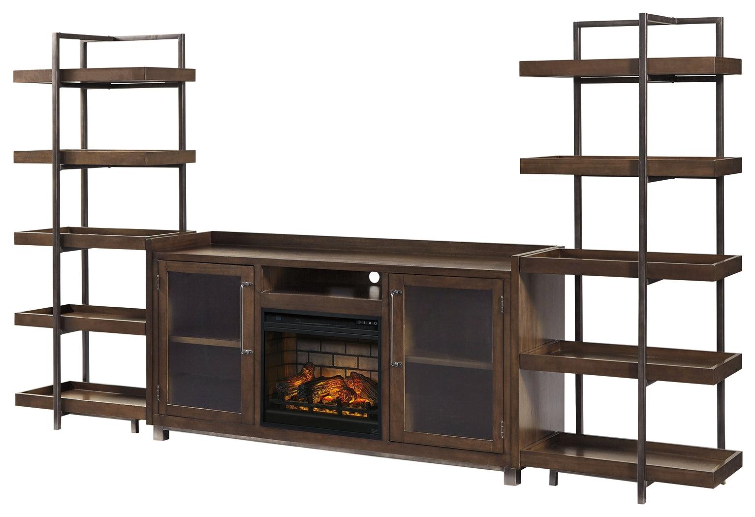 Close-up of electric infrared fireplace insert with LED glowing embers