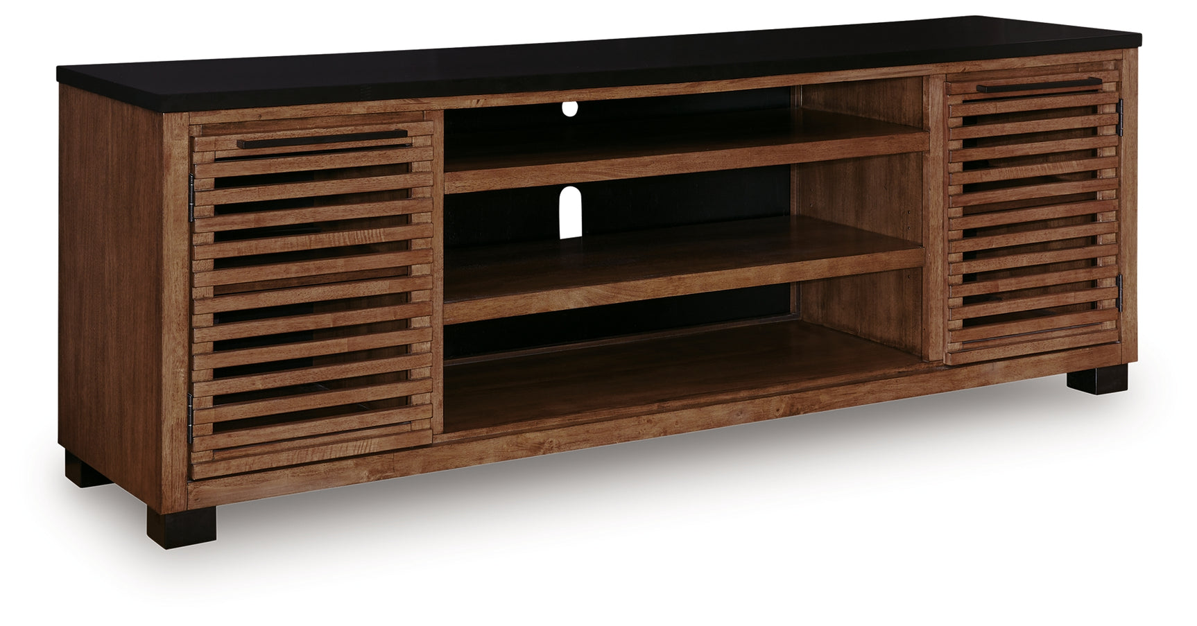 Kallari TV Stand angled closed cabinet doors
