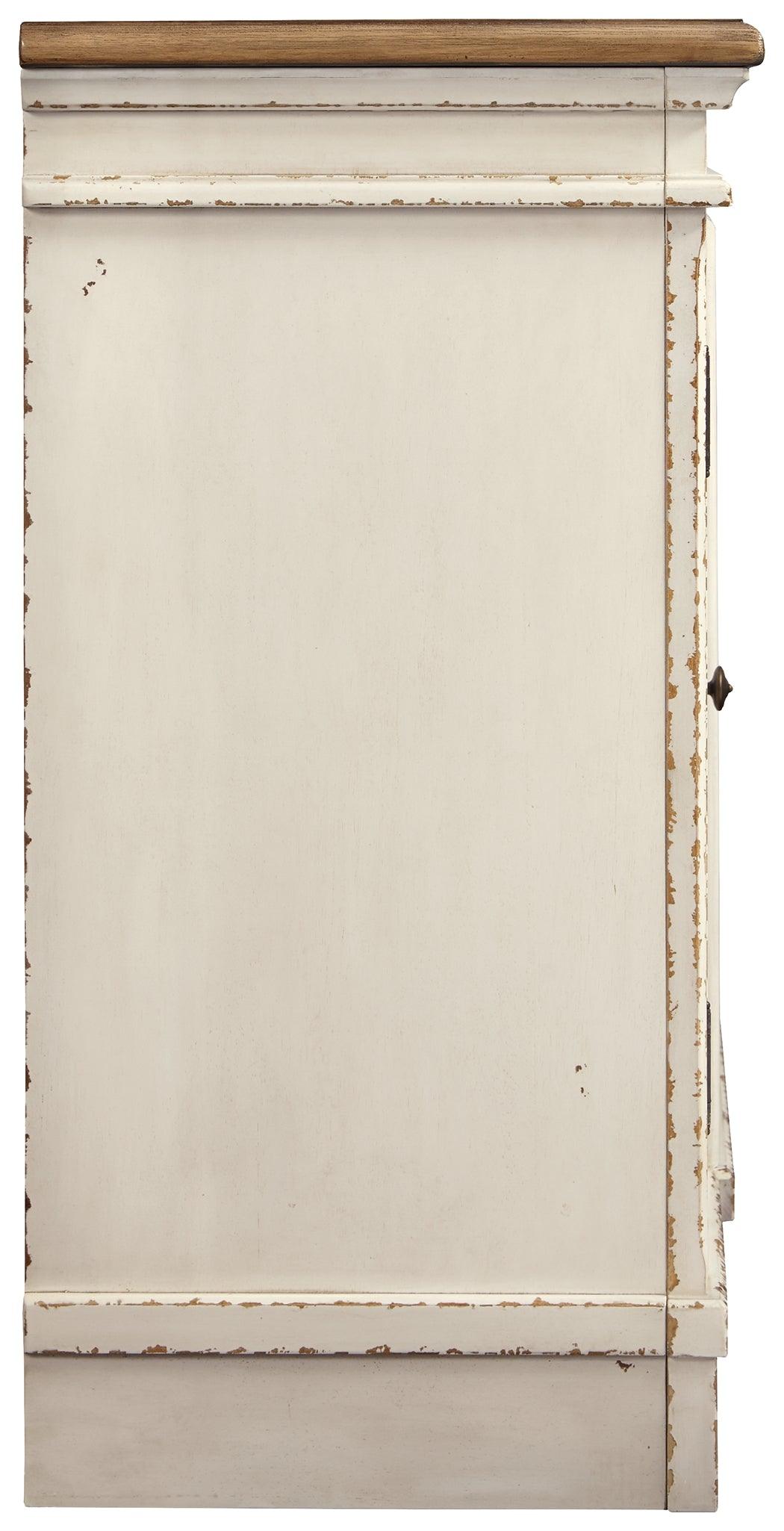 Realyn Chipped White 74 inch TV Stand side close-up