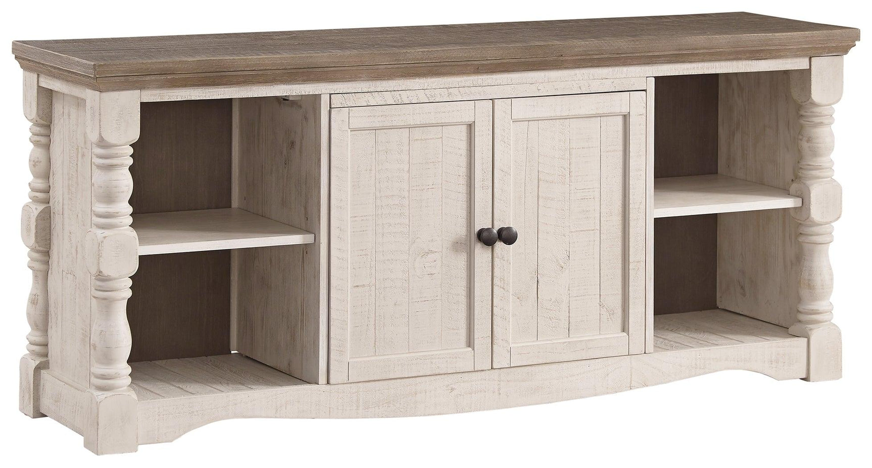 Havalance two-tone 67 inch TV stand side view