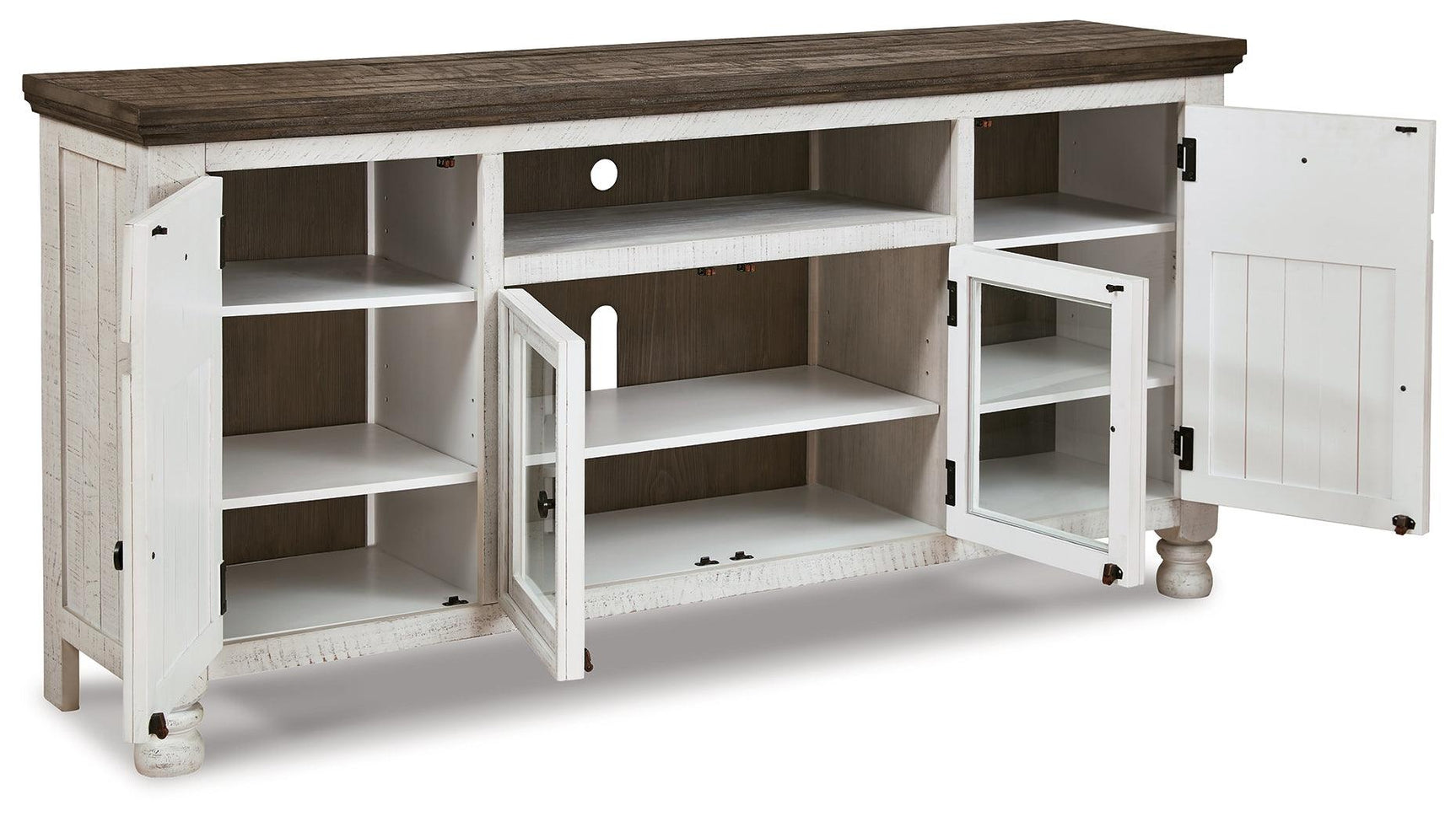 Havalance TV Stand angled open cabinets