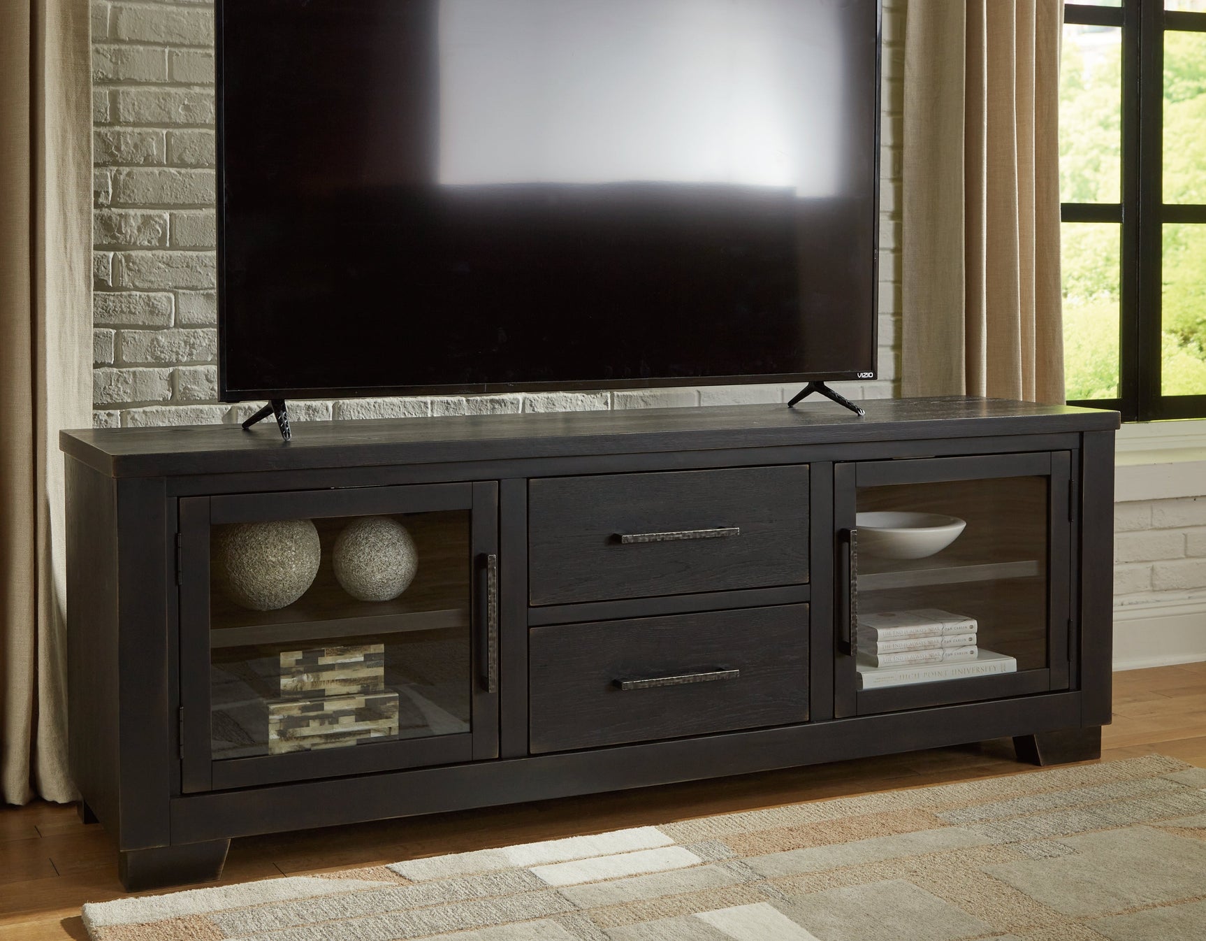 Galliden 80 inch TV stand with TV on top