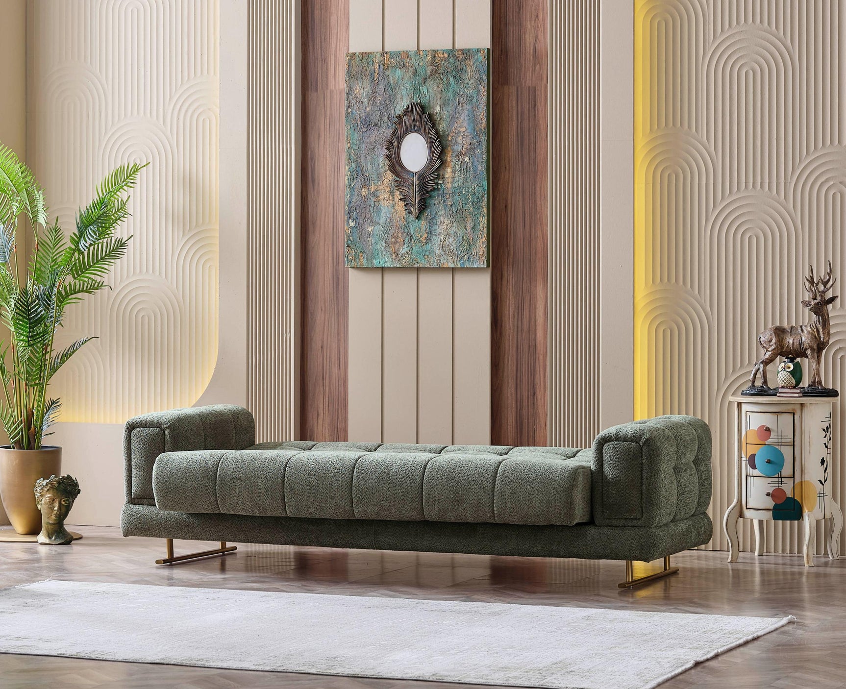 Cove Green Boucle Living Room Set