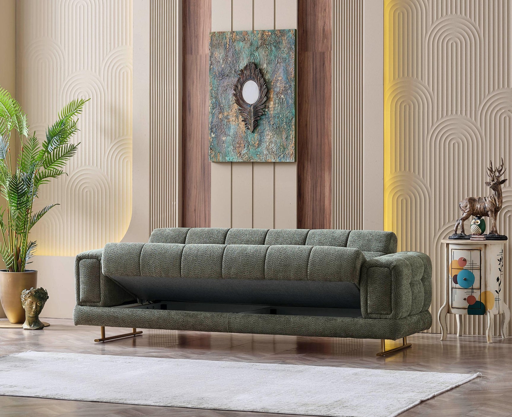 Cove Green Boucle Living Room Set