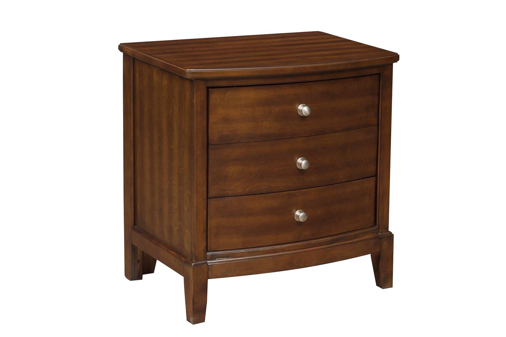 Cotterill Cherry Faux Leather Tufted Panel Bedroom Set bed angled front view