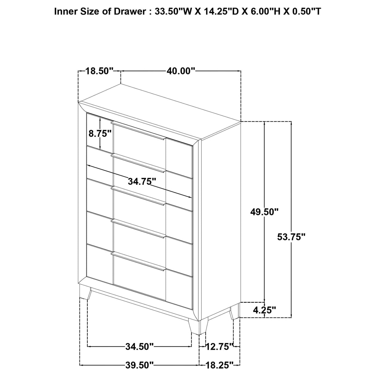 Farre 5-Drawer Chest of Drawers Dark Brown — product image 13